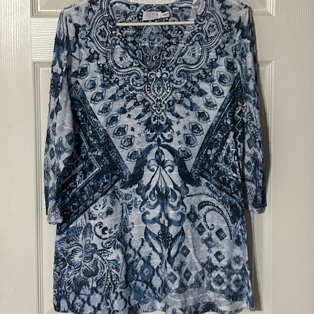 Blue Patterned Women's‎ Top